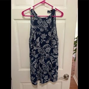 High Neck Blue and White Sleeveless Romper